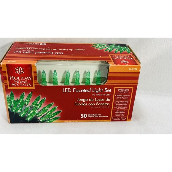 Home Accents Christmas Holiday 50 Green M5 LED Light String Faceted Crystal 2006 - Picture 5 of 11